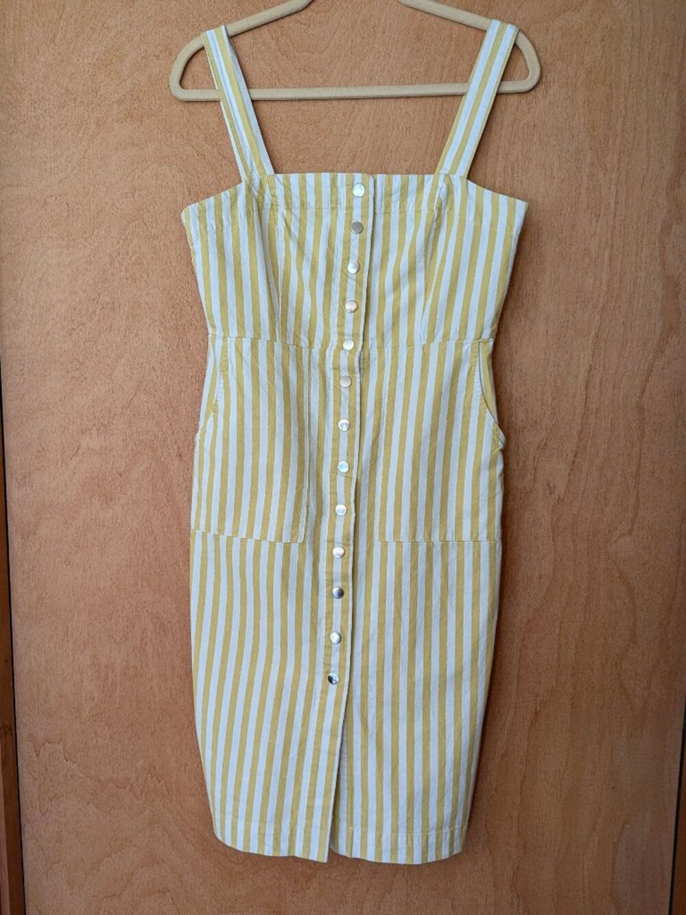 Forever 21 Contemporary Yellow Striped Sundress – Size L